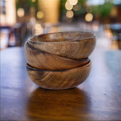 Handcrafted Wooden Bowl for Multipurpose Use - Perfect for Biscuits, Dry Fruits, and Candle Making (3 Pieces)
