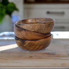Handcrafted Wooden Bowl for Multipurpose Use - Perfect for Biscuits, Dry Fruits, and Candle Making (3 Pieces)