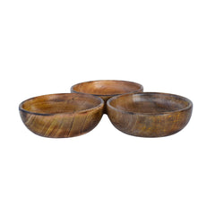 Handcrafted Wooden Bowl for Multipurpose Use - Perfect for Biscuits, Dry Fruits, and Candle Making (3 Pieces)