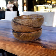 Handcrafted Wooden Bowl for Multipurpose Use - Perfect for Biscuits, Dry Fruits, and Candle Making (3 Pieces)