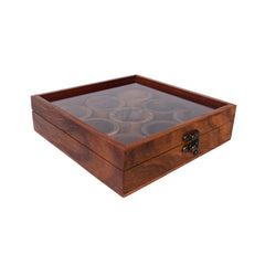Luxury Wooden Masala Dabba | Premium Sheesham Spice Box with 9 Compartments & Lid