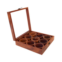 Luxury Wooden Masala Dabba | Premium Sheesham Spice Box with 9 Compartments & Lid