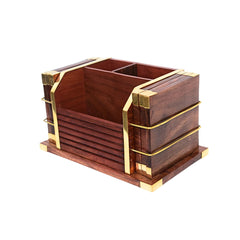 Versatile Wooden Tea Coaster Set, Pen Stand, and Paper Rack