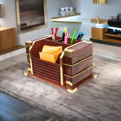 Versatile Wooden Tea Coaster Set, Pen Stand, and Paper Rack