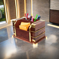 Versatile Wooden Tea Coaster Set, Pen Stand, and Paper Rack