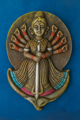 Bishnupur Handmade Terracotta Divine Goddess Durga Wall Hanging Idol – Multicolored Handcrafted Sculpture