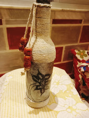 Rustic Charm Bottle Decor – Handcrafted with Twine & Beads