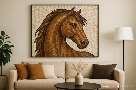 Transform Your Living Room with Royal Elegance: The Appeal of Horse Mosaic Wall Art