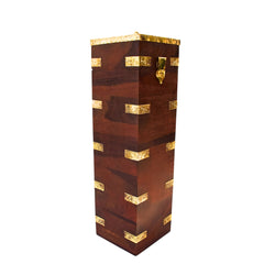 Vintage Sheesham Wood Wine Holder | Brass Inlay & Handcrafted Detailing