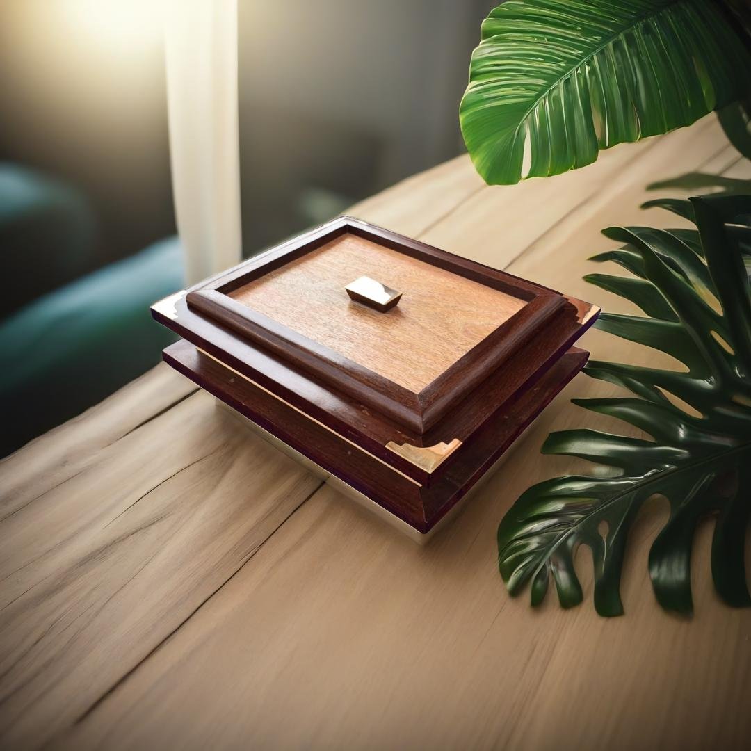 Handcrafted Rosewood and Mango Wood Dry Fruits Box with Brass Accents