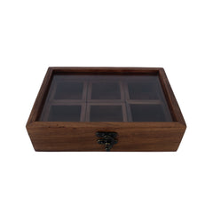 Premium Wooden Kitchen Organizer – Sheesham Masala Box with 6 Compartments
