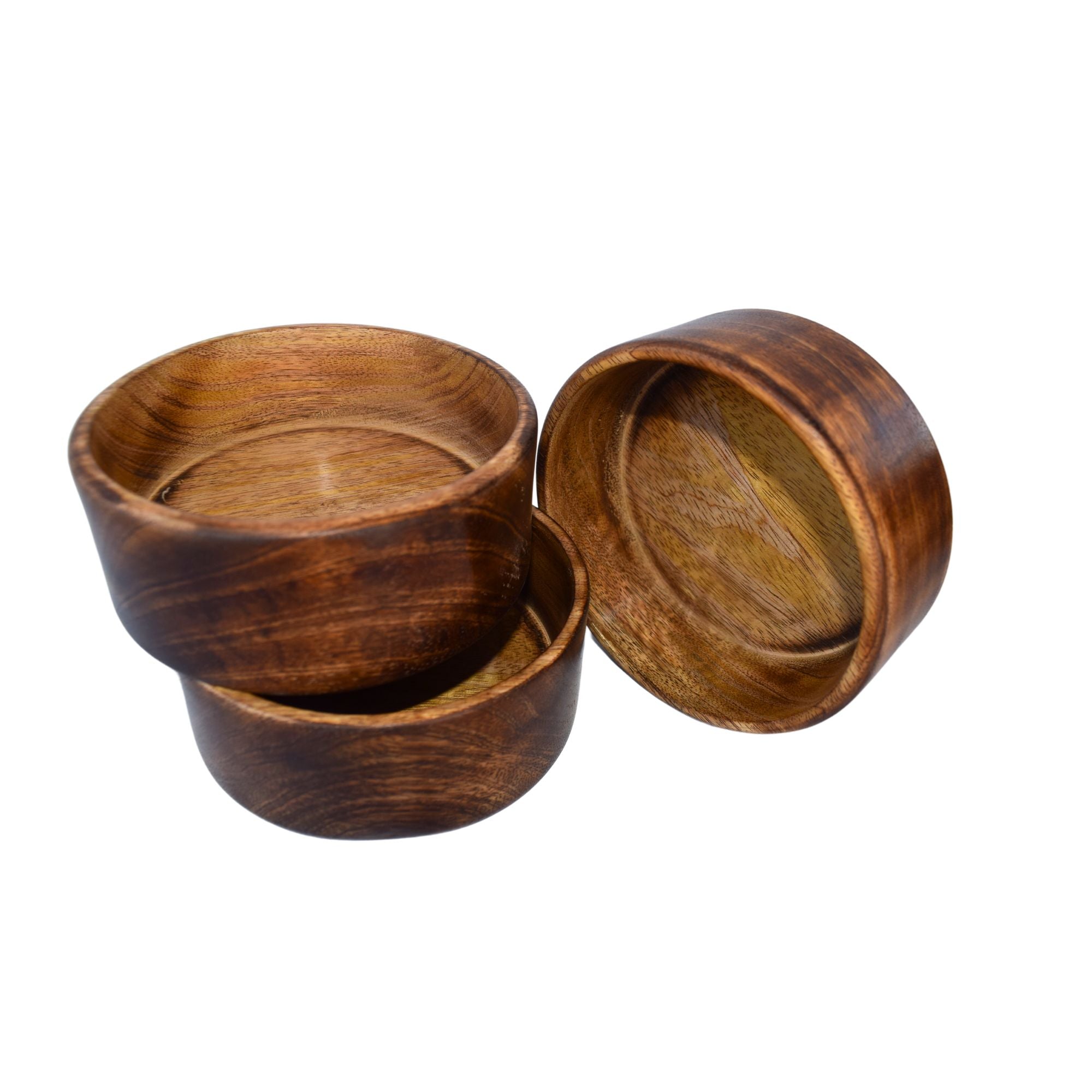 Handcrafted Wooden Bowl for Multipurpose Use - Perfect for Biscuits, Dry Fruits, and Candle Making (Set of 3)