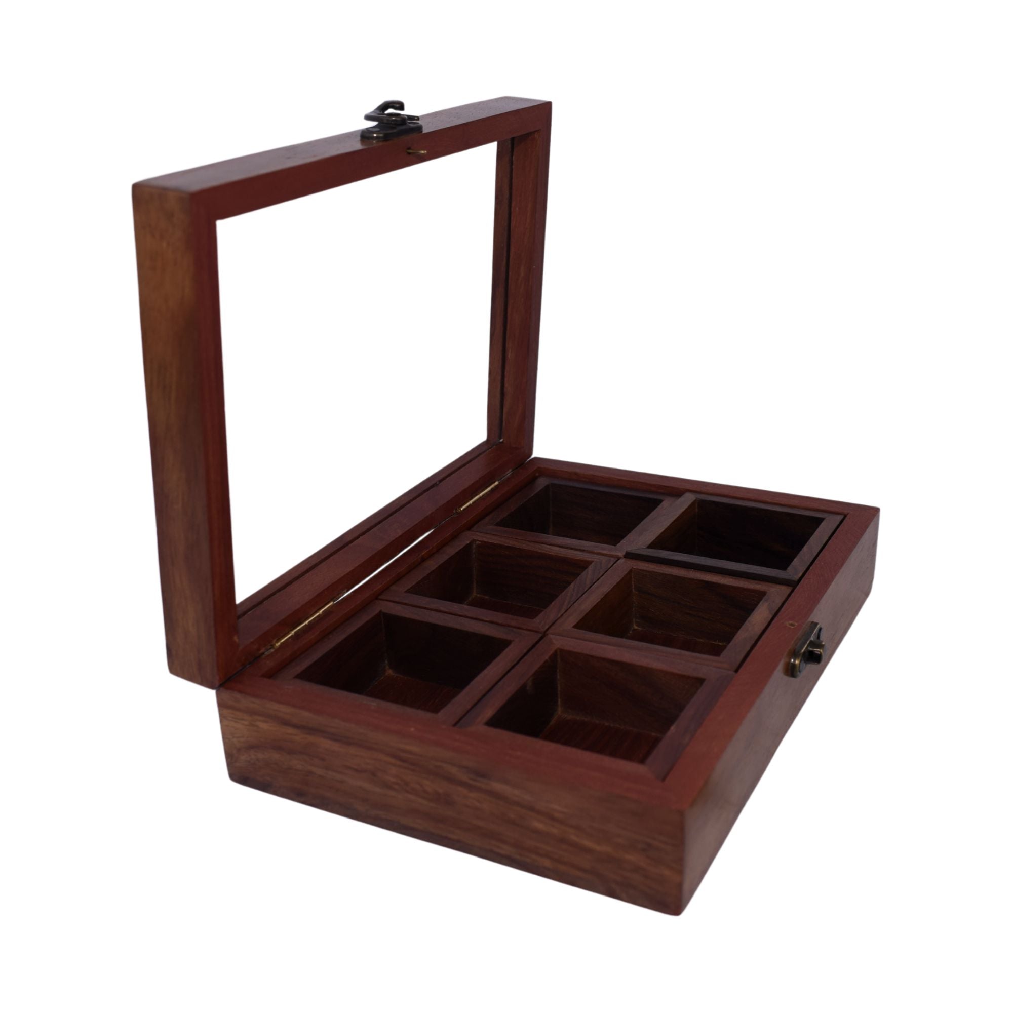 Premium Wooden Kitchen Organizer – Sheesham Masala Box with 6 Compartments