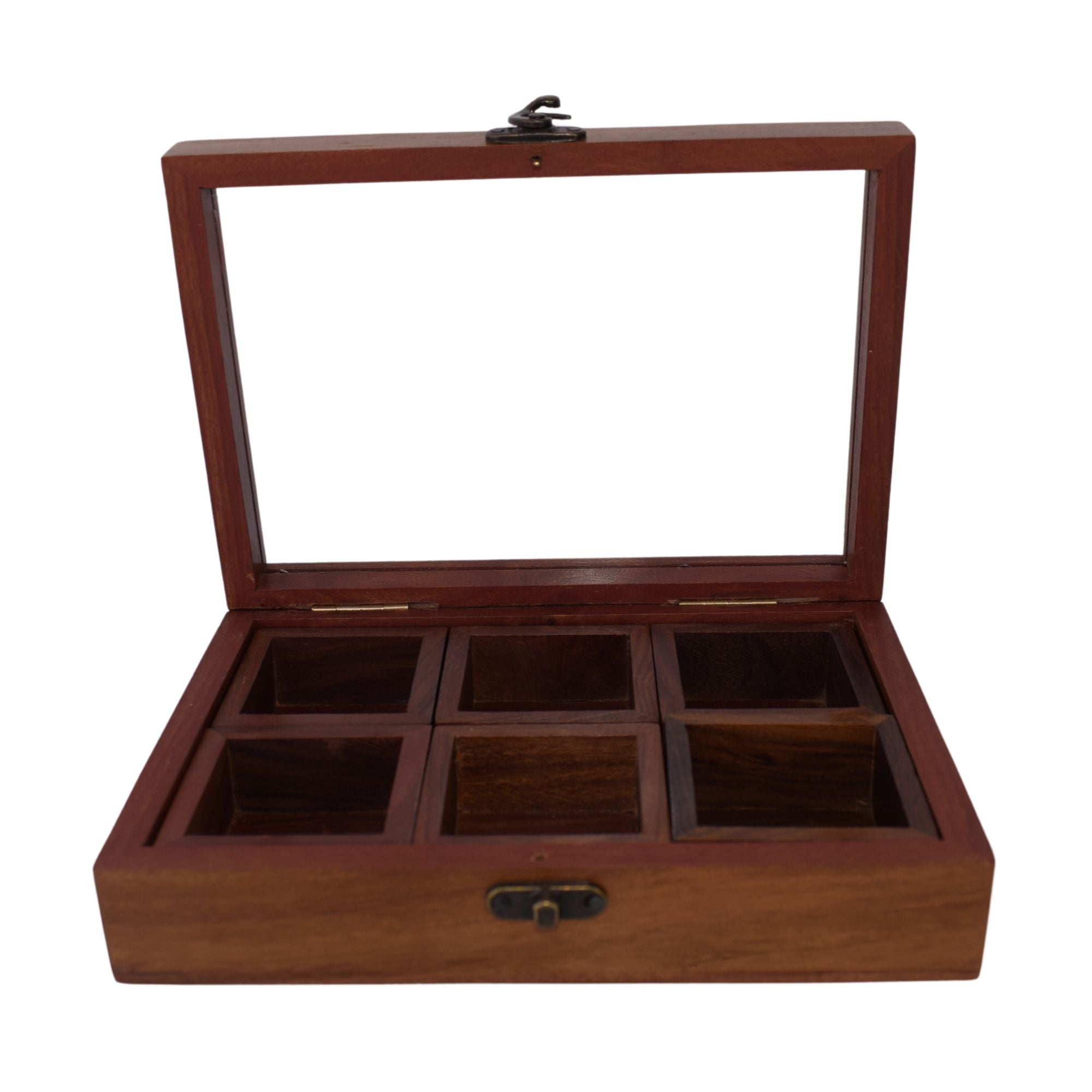 Premium Wooden Kitchen Organizer – Sheesham Masala Box with 6 Compartments