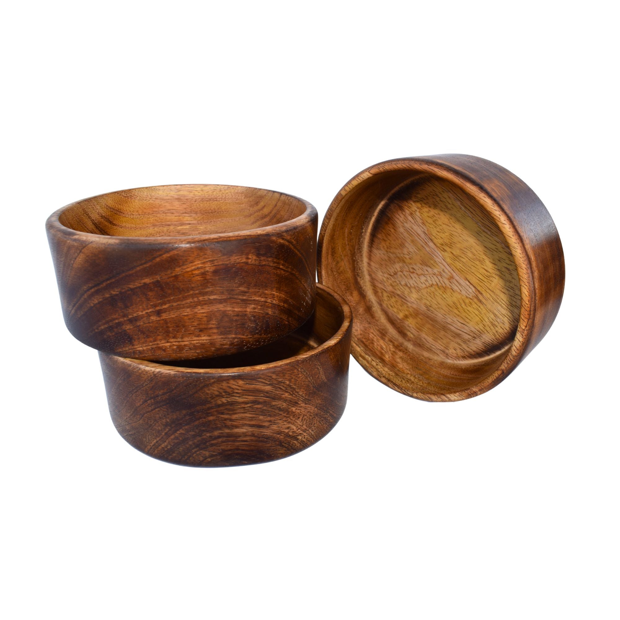 Handcrafted Wooden Bowl for Multipurpose Use - Perfect for Biscuits, Dry Fruits, and Candle Making (Set of 3)