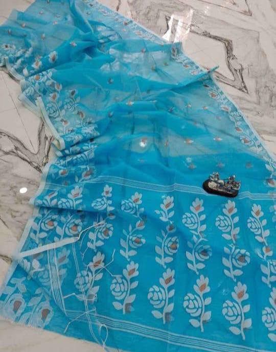 Premium Rose Motif Double Border Muslin