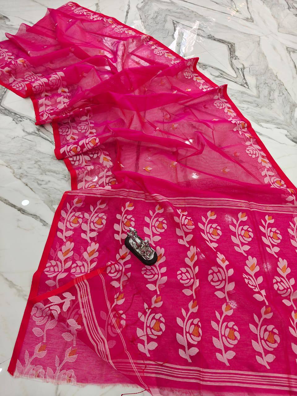 Premium Rose Motif Double Border Muslin