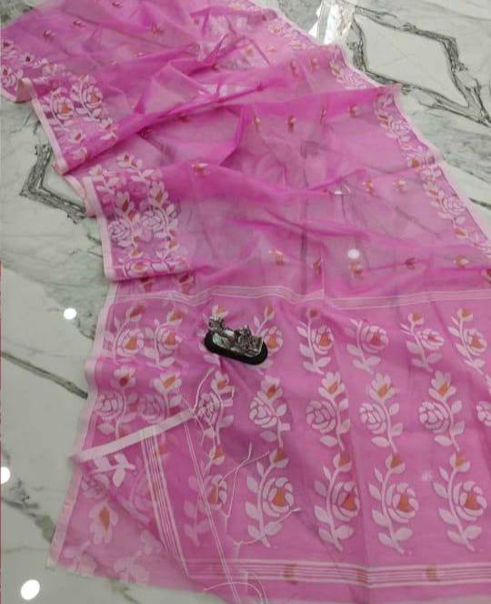 Premium Rose Motif Double Border Muslin