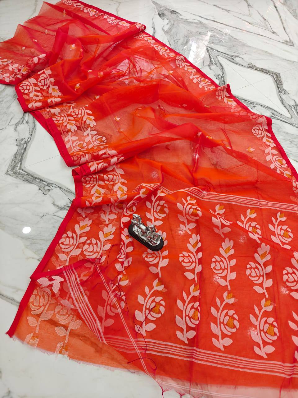 Premium Rose Motif Double Border Muslin