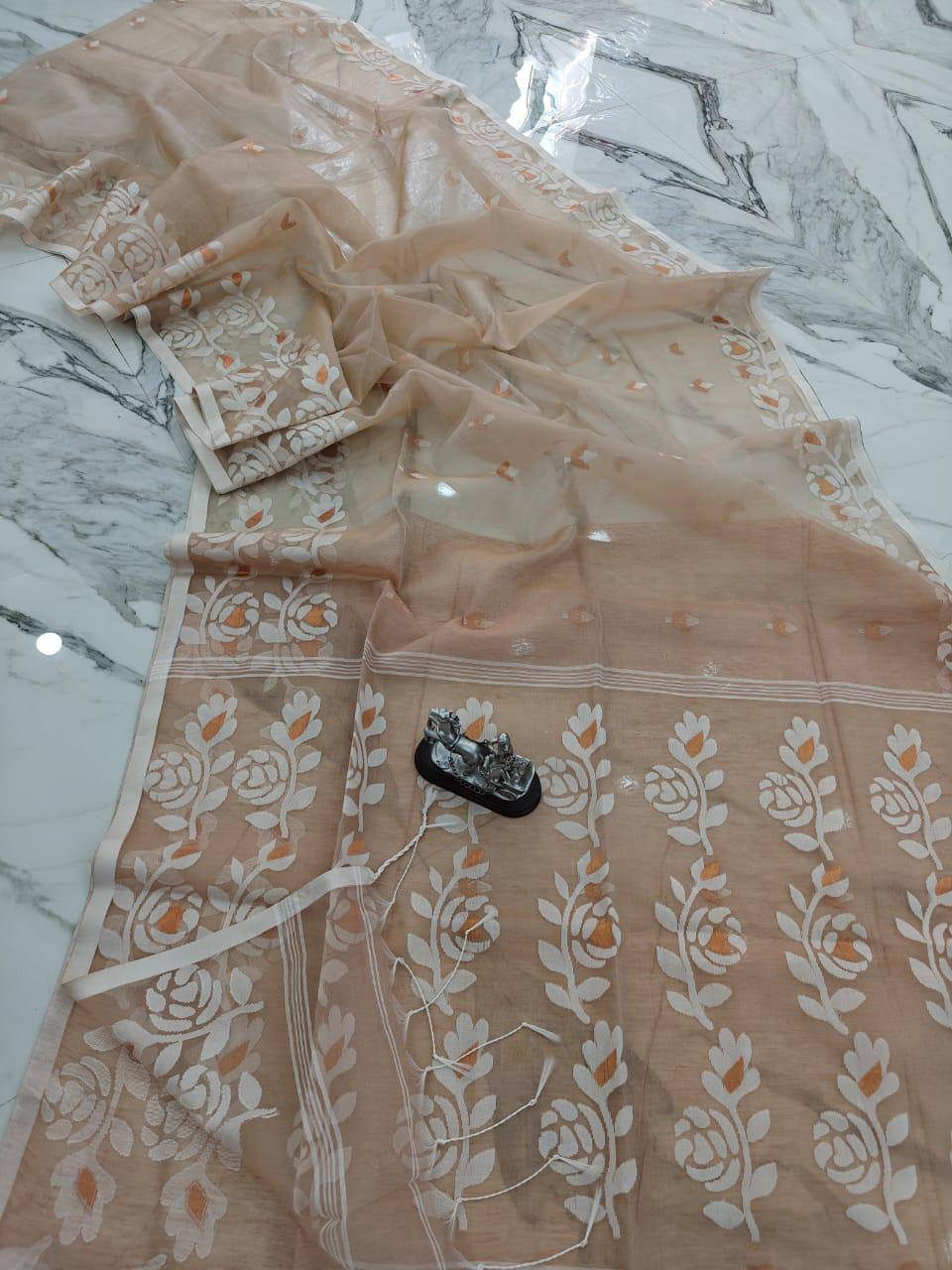 Premium Rose Motif Double Border Muslin