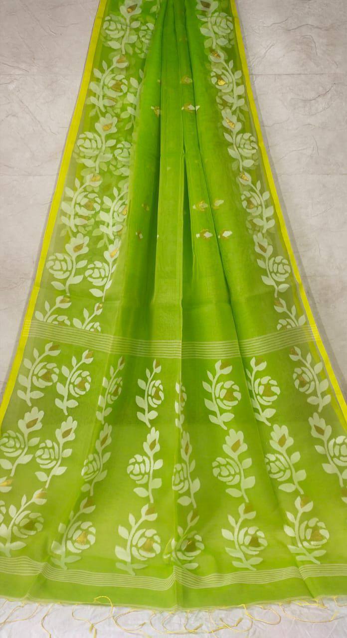 Premium Rose Motif Double Border Muslin