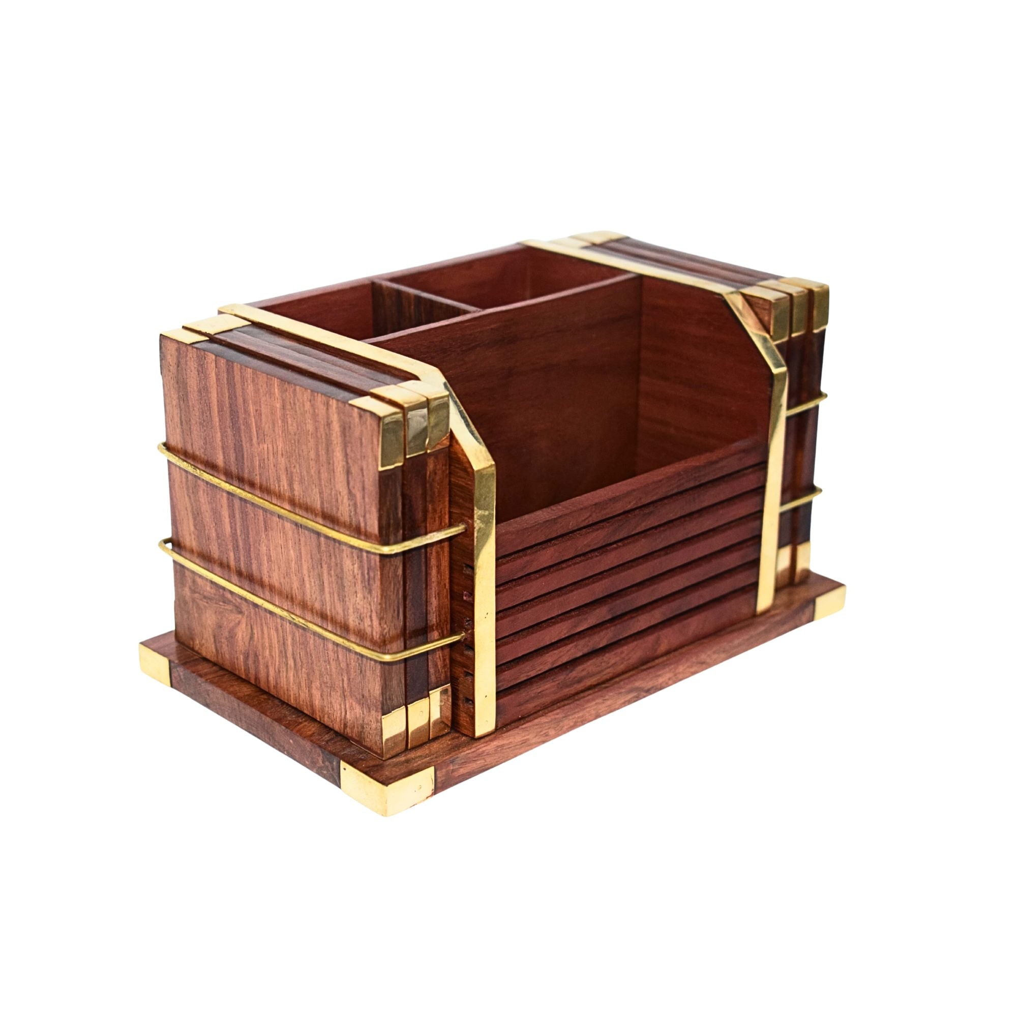 Versatile Wooden Tea Coaster Set, Pen Stand, and Paper Rack