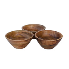 Handcrafted Wooden Bowl for Multipurpose Use - Perfect for Biscuits, Dry Fruits, and Candle Making (3 Pieces)