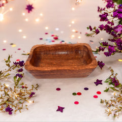 Handcrafted Rustic Mango Wood Dough Bowl - Versatile 8 x 5 x 2.5 Inch Size for Stylish Home Decor
