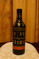 Warli Art Hand-Painted Decorative Bottle