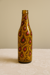 Peacock Glow Hand-Painted Bottle Lamp