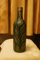 Rustic Leaf Embossed Bottle Art