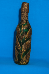 Golden Leaf Elegance – Handcrafted Decorative Bottle