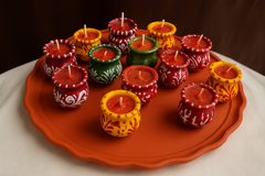 Handcrafted Traditional Matka Candle Set (5 pic) – Decorative Clay Pot Candles for Festivals, Puja & Home Décor