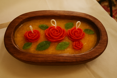 Handcrafted Rose Floating Candle in Wooden Bowl – Aromatic & Decorative