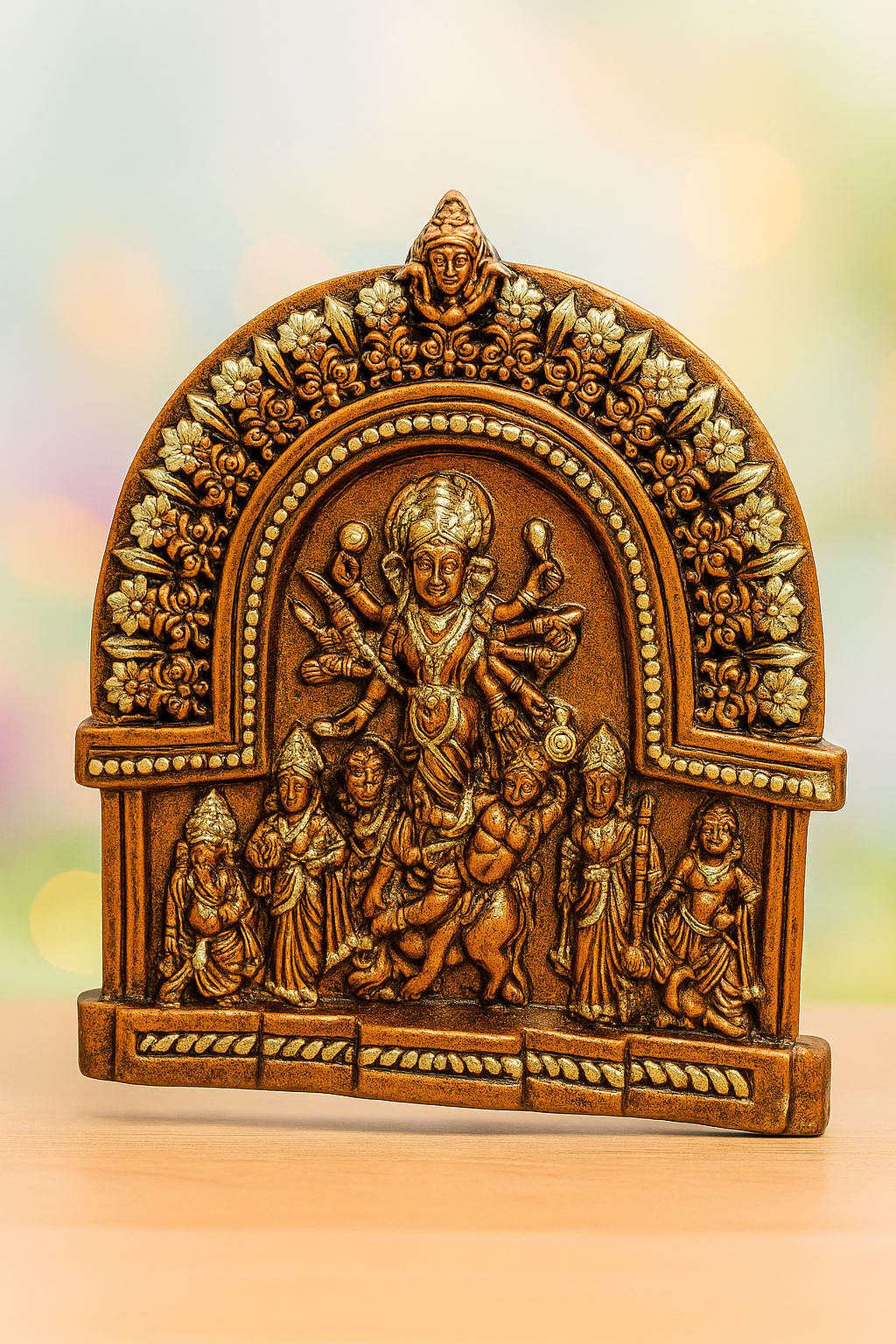 Bankura Terracotta Durga Maa Tabletop Idol – Antique Copper Finish Spiritual Décor