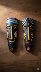 Handcrafted Clay Ethnic Mask - Lip Plate Tribal Art (1 pair)