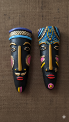 Handcrafted Clay Ethnic Mask - Lip Plate Tribal Art (1 pair)