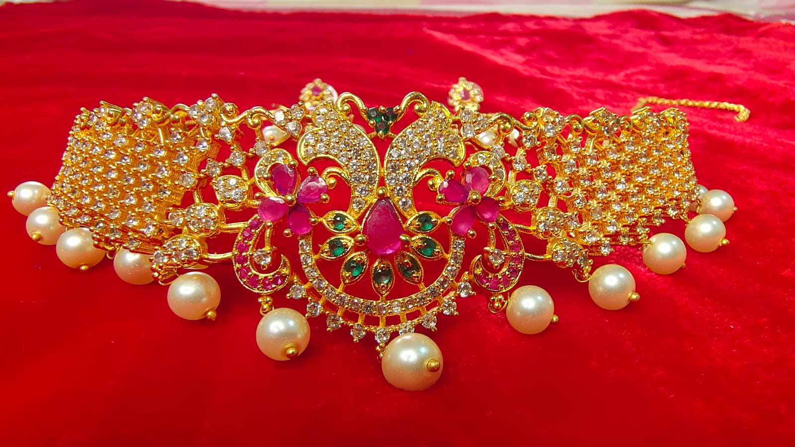 South Indian Golden Polish With AD Choker