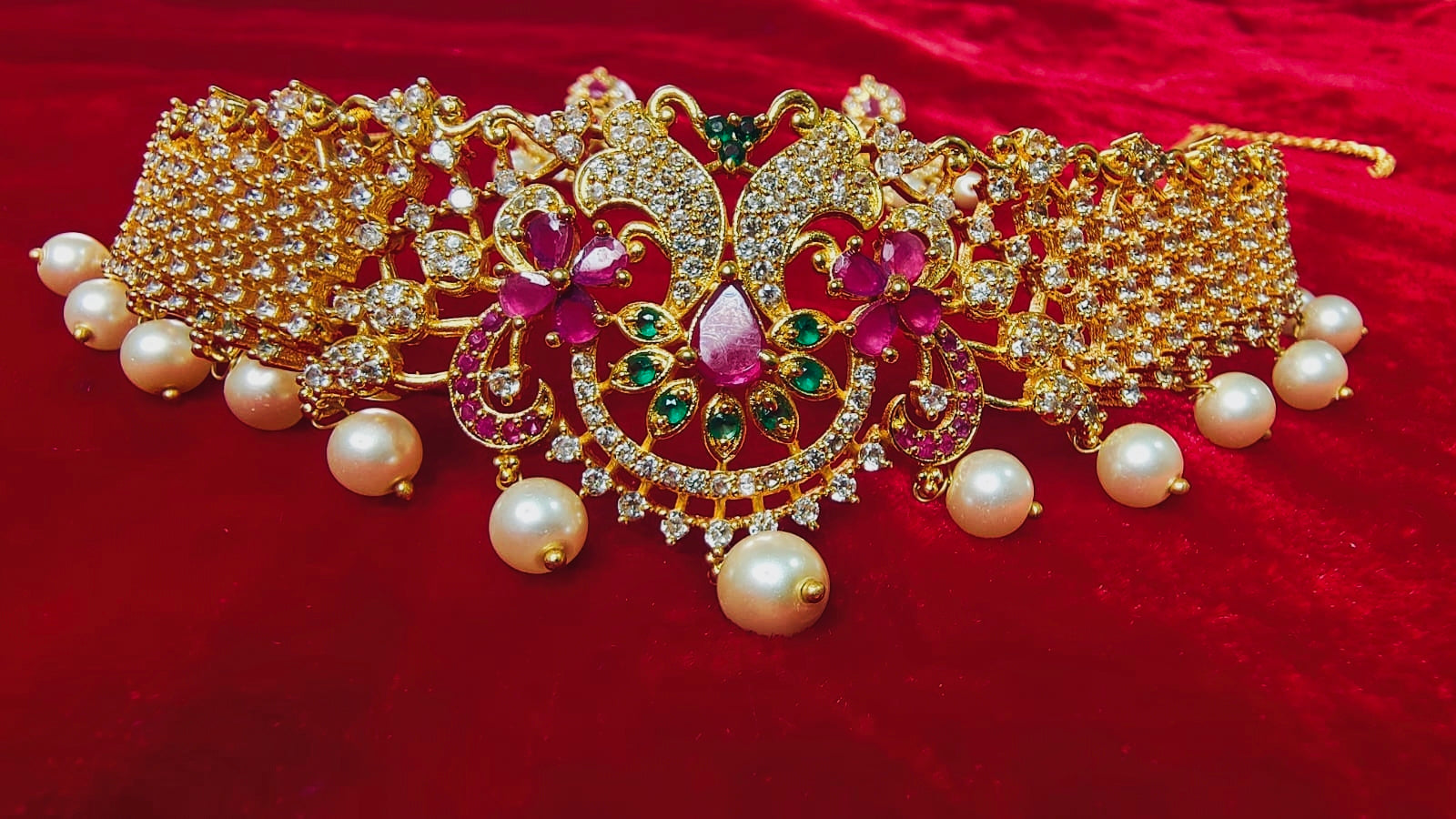South Indian Golden Polish With AD Choker