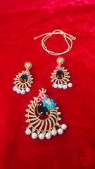 Meenakari Art with AD Stone – Big Size Chain Pendant (Terracotta-Inspired Design)