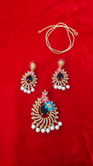 Meenakari Art with AD Stone – Big Size Chain Pendant (Terracotta-Inspired Design)