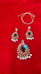 Meenakari Art with AD Stone – Big Size Chain Pendant (Terracotta-Inspired Design)