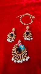 Meenakari Art with AD Stone – Big Size Chain Pendant (Terracotta-Inspired Design)