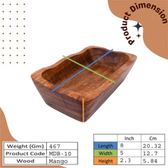 Handcrafted Rustic Mango Wood Dough Bowl - Versatile 8 x 5 x 2.5 Inch Size for Stylish Home Decor