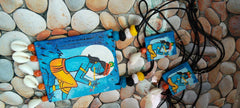 Handmade Handpainted Canvas Jewellery Set (Neckpiece with Danglers)