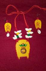 Handcrafted Clay & Kawri Jewellery Set – Handpainted Ethnic Elegance