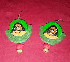 Hand-Painted Canvas Earrings – Tribal Muse Edition with Ghoongroo