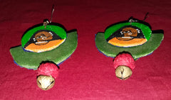 Hand-Painted Canvas Earrings – Tribal Muse Edition with Ghoongroo