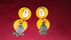 Fabric Dangler Earrings – Kawri & Vintage Coin Charm