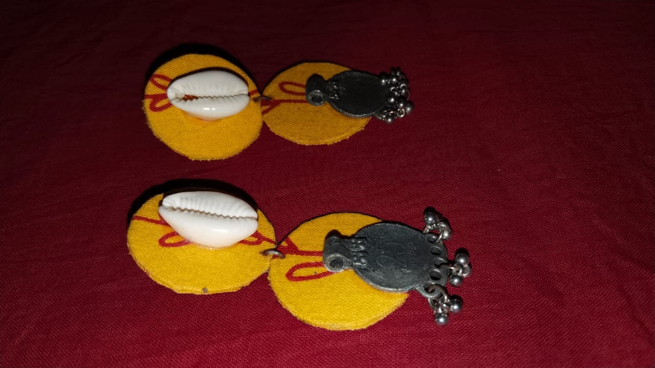Fabric Dangler Earrings – Kawri & Vintage Coin Charm